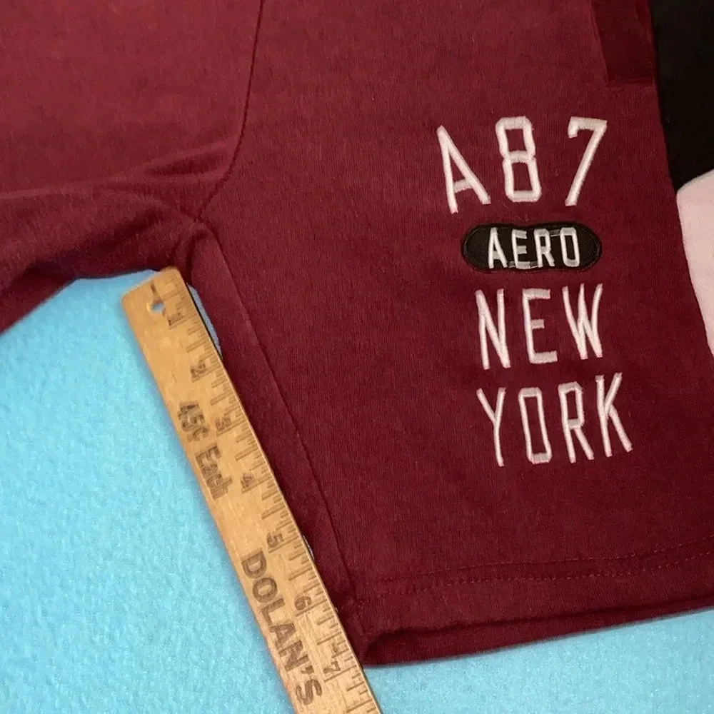 AEROPOSTALE shorts cotton color block 2 pockets elastic waistband vintage size S
